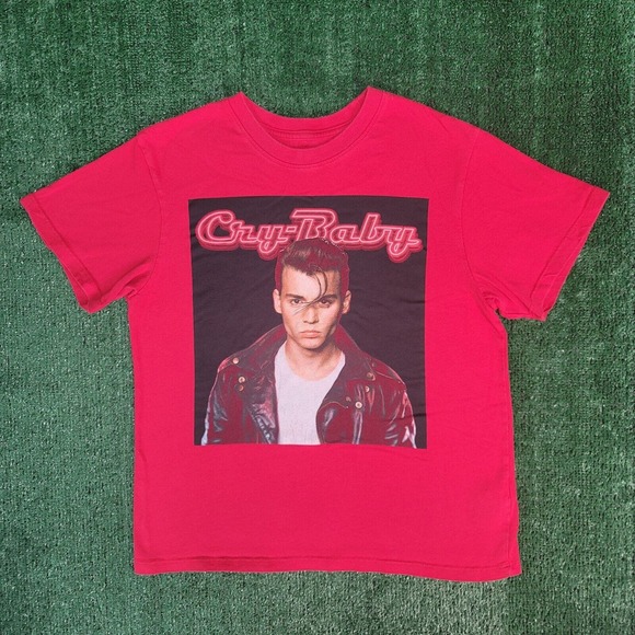 Cry Baby Shirt Women Medium Red Graphic Jonny Deep Rare Print Movie 80s Promo - Picture 2 of 6